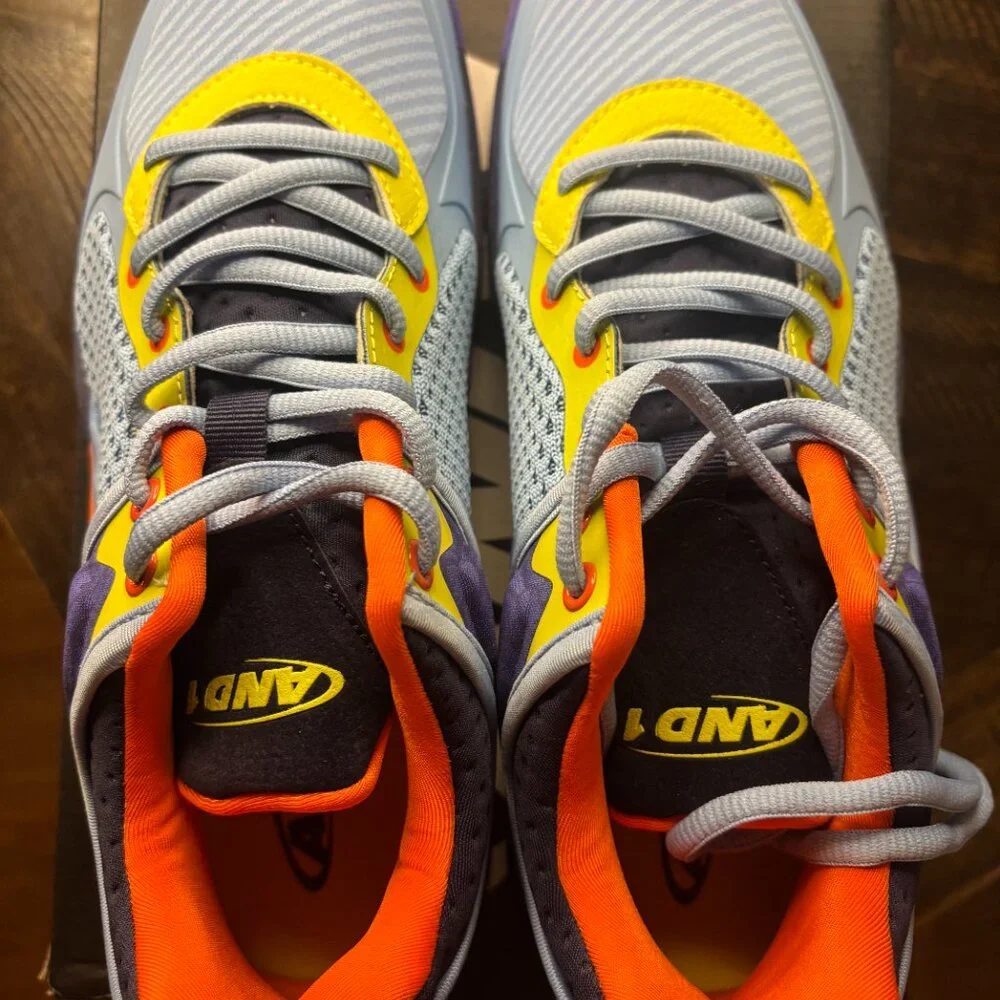 AND1 Delta TPR Basketball Sneakers Men’s 9 | Blue Purple Orange | New w/ Box - Picture 2 of 7